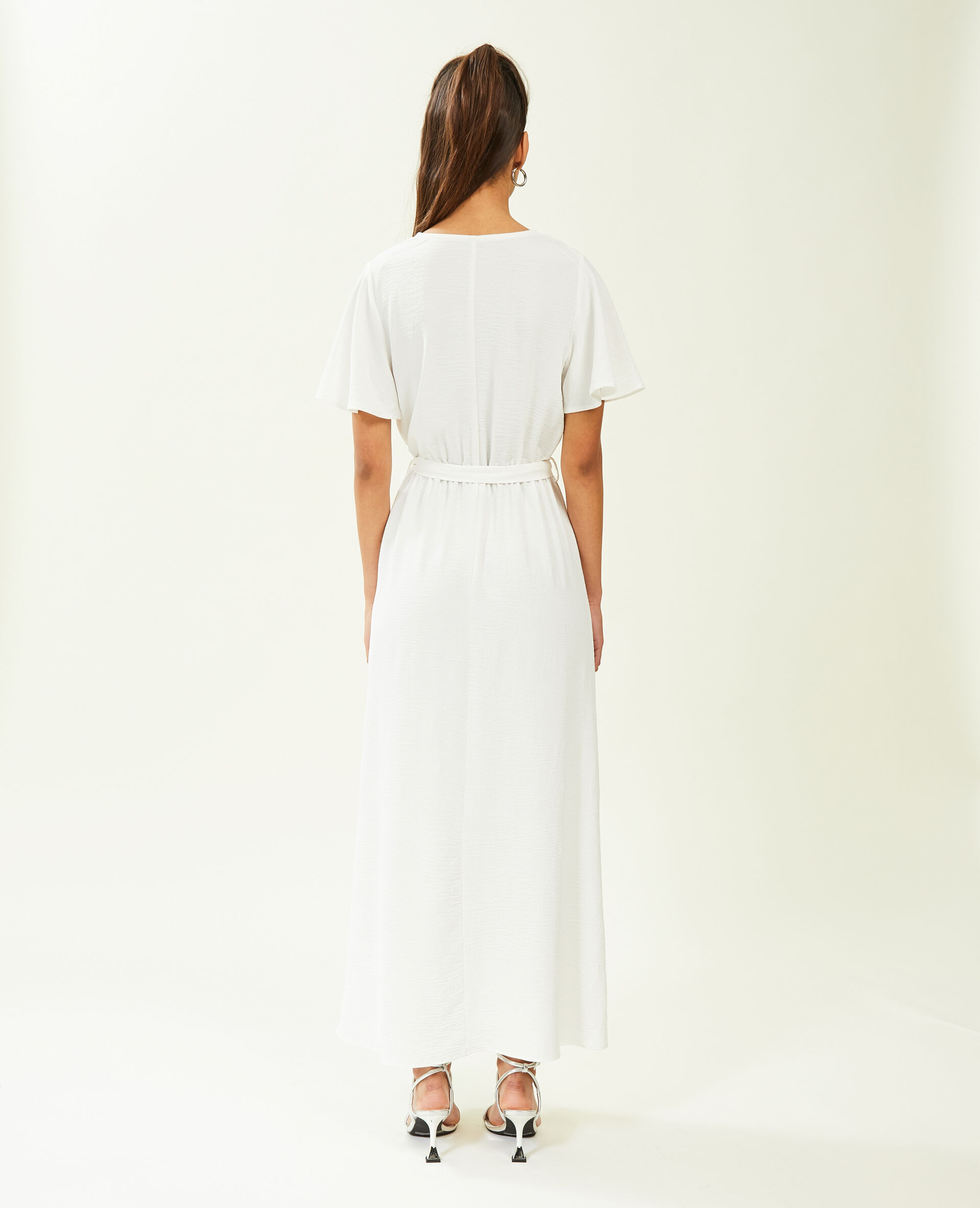 Robe longue à manches papillon - Blanc