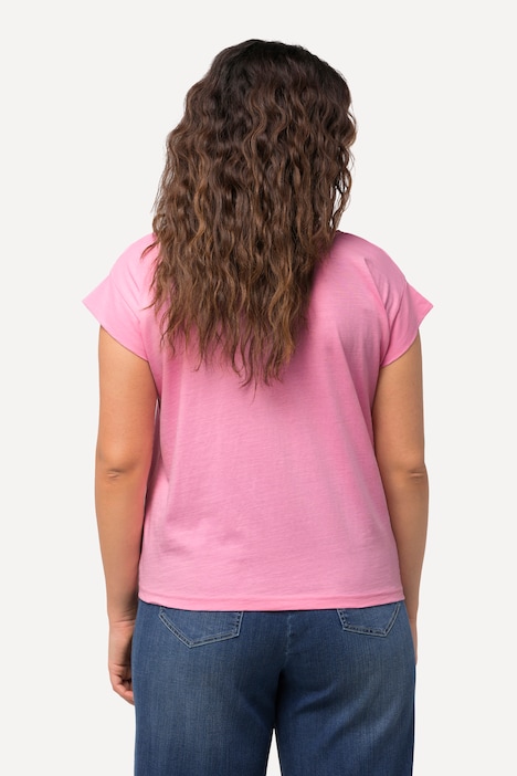 Top, Saumband, Oversized, Rundhals, Cup-Ärmel