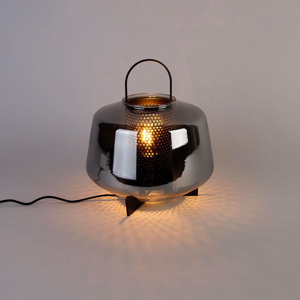Art deco tafellamp zwart met smoke glas 30 cm - Kevin