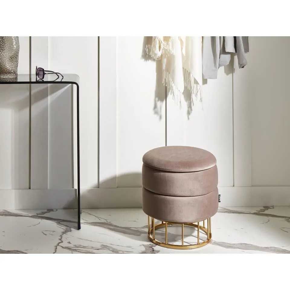 ELGIN - Poef - Taupe - 37 cm - Fluweel
