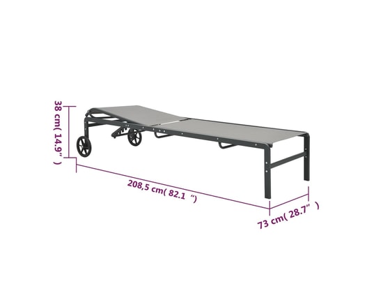 VIDAXL - Bain de soleil Chaises longues lot de 2 avec table textilène et acier