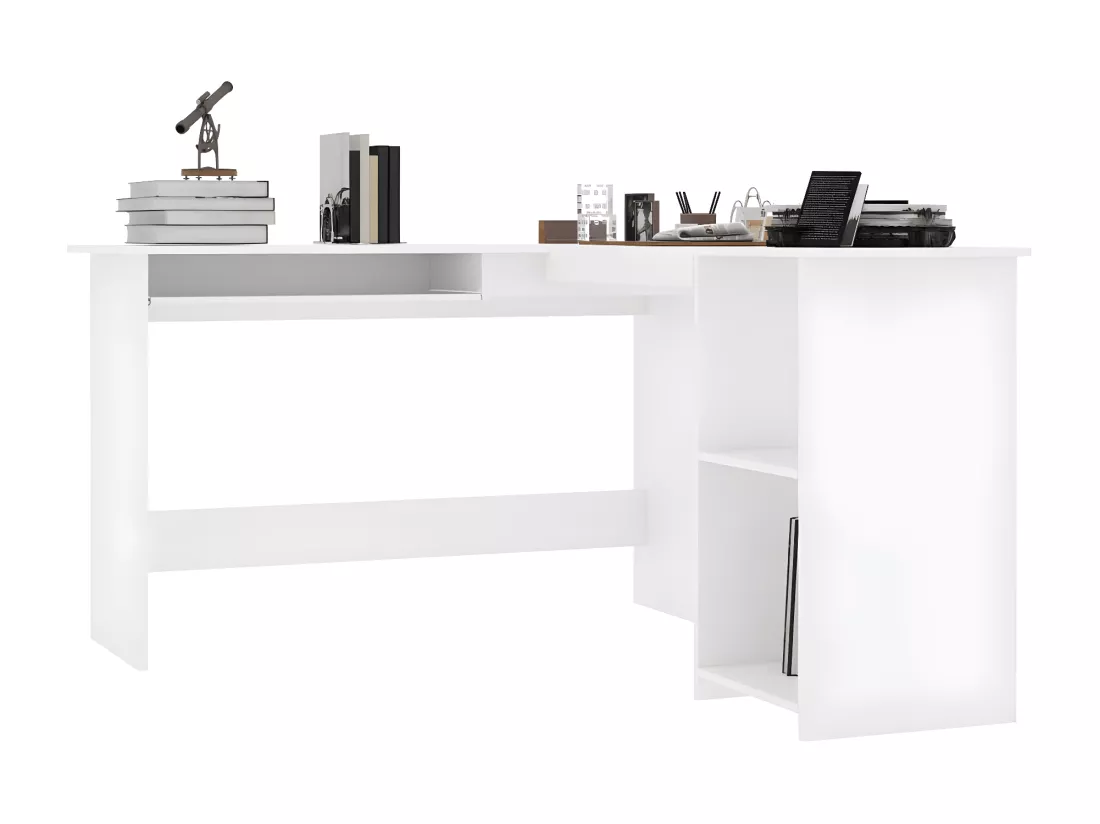 Bureau d'angle en forme de L Blanc 120x140x75 cm