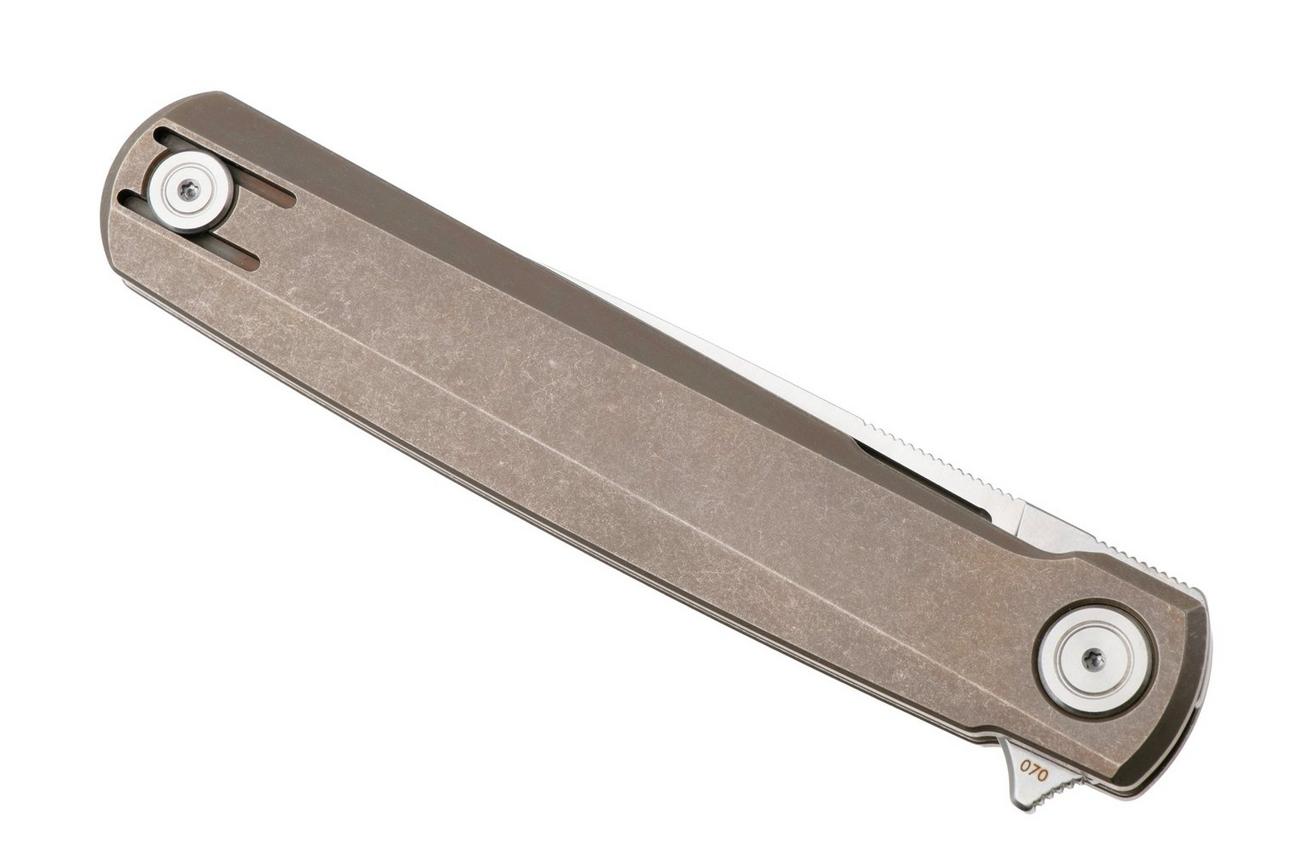 Real Steel G-Frame 7874TS02 Satin N690, Tan Bronze Titanium, zakmes, Ostap Hel design
