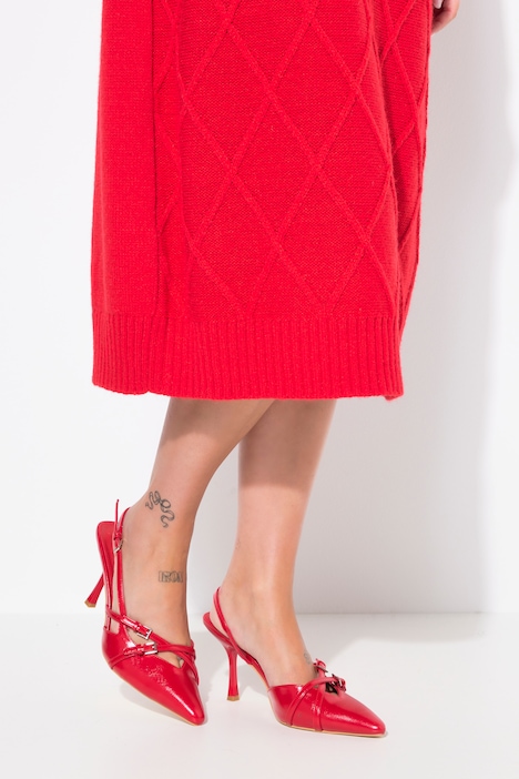 Strickkleid, Rhombenstruktur, Zierperlen, Langarm
