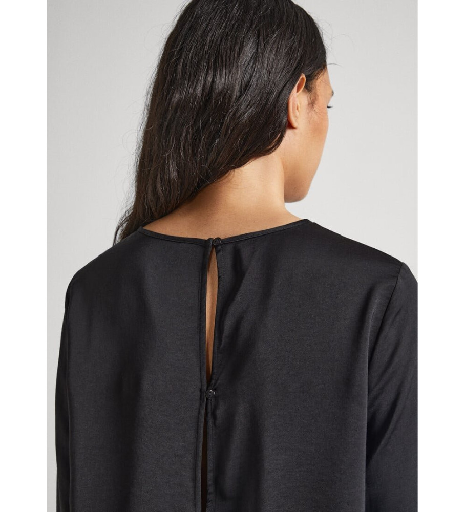 Blusa preta de cetim Katrina da Pepe Jeans