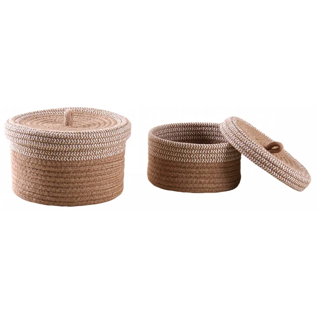 Aubry Gaspard Boite en jute naturelle et blanche (Lot de 2)