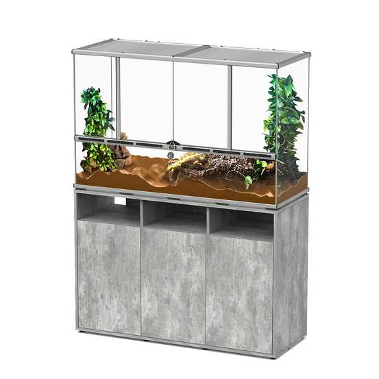 Terrarium et Meuble avec portes Gris L.118xP.45xH.75cm