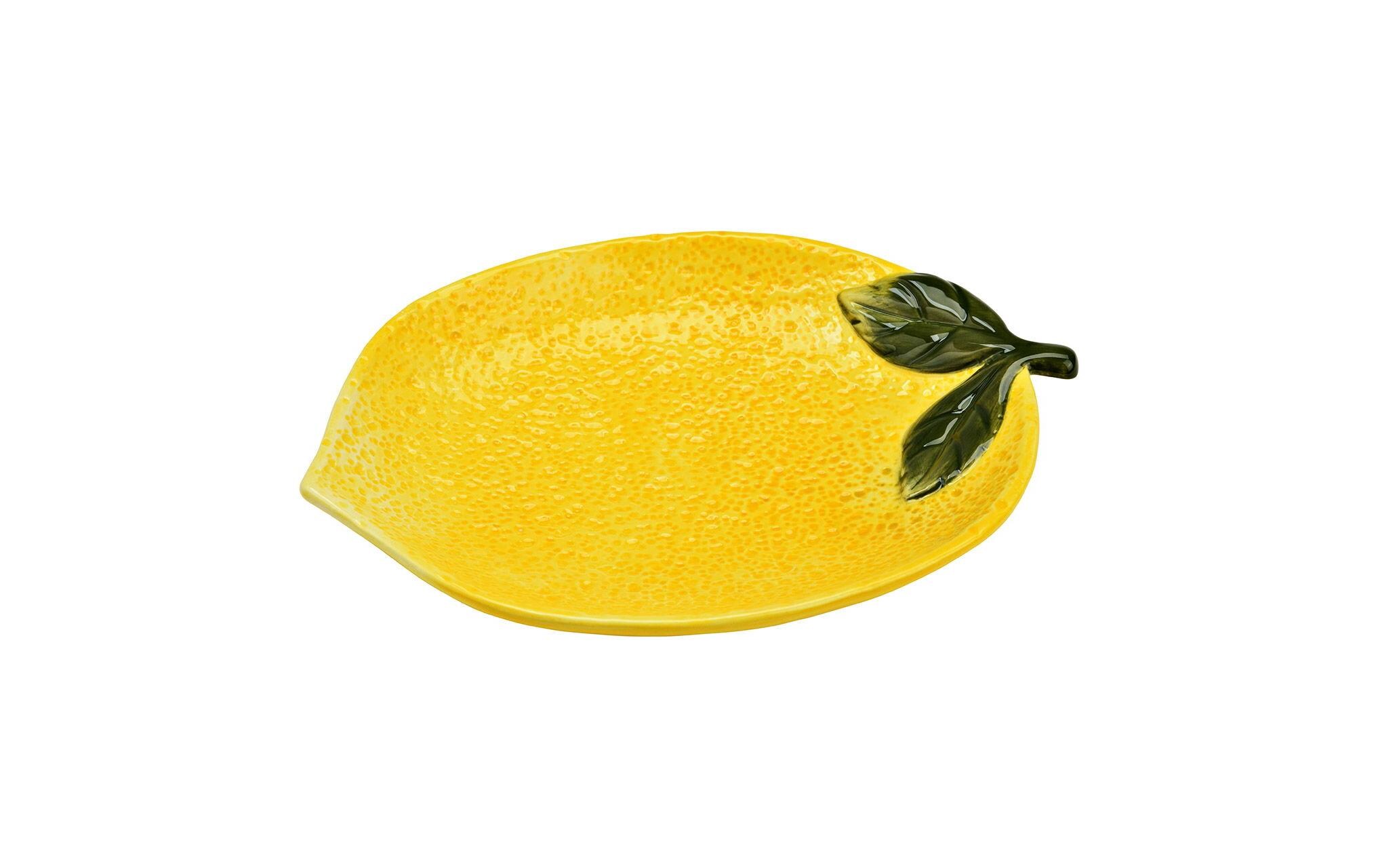 Schale Zitrone 26 cm, 1 Stück, GelbDeko Teller in Zitronen-Form