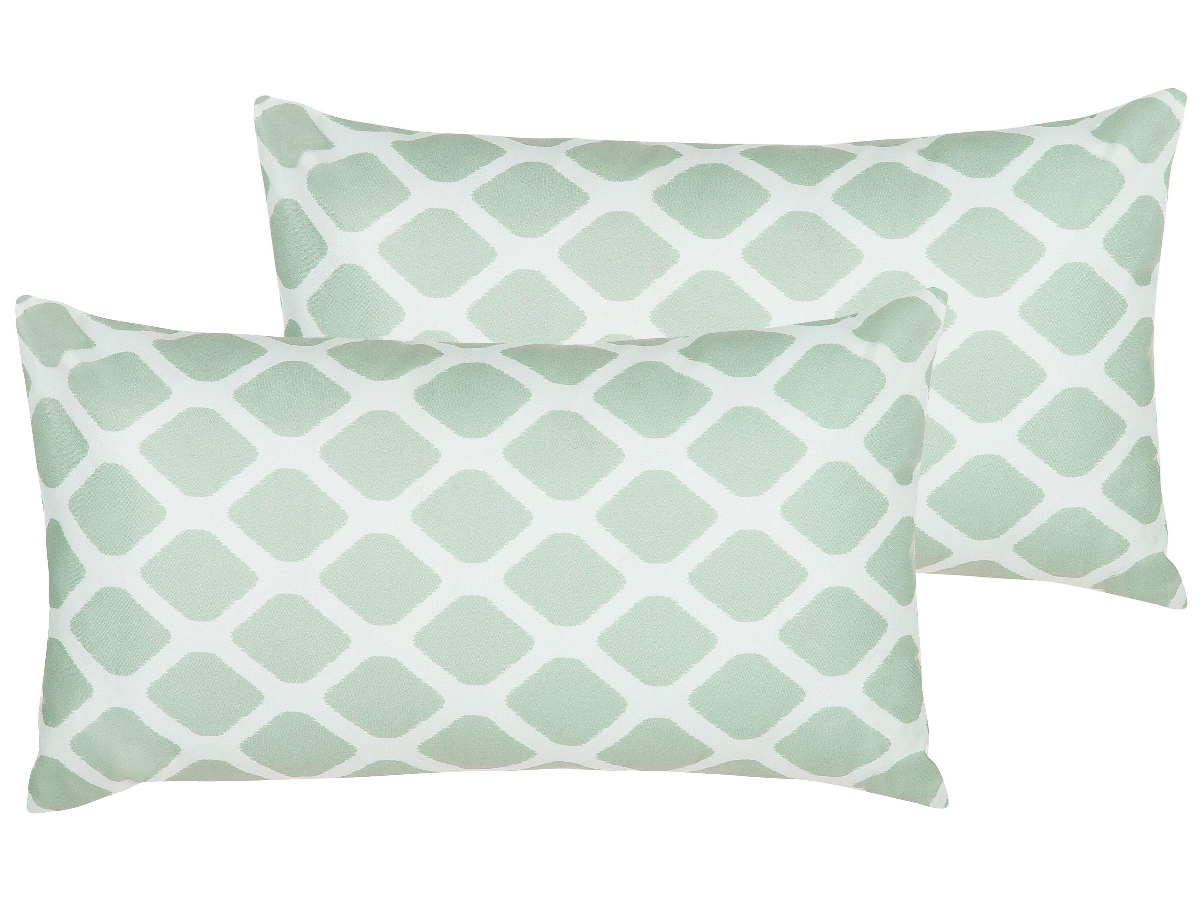 Set van 2 tuinkussens KALAMOS geometrisch patroon 40 x 70 cm Mintgroen