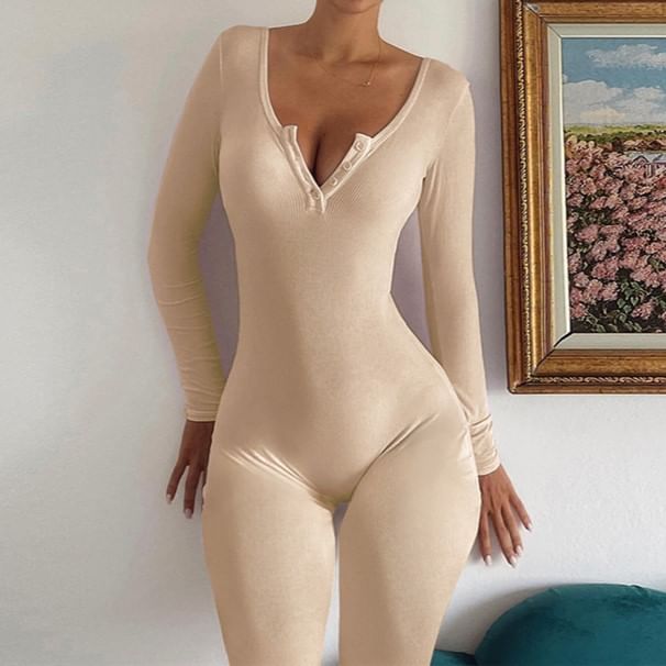 Oonnukal - Lange mouwen Henley jumpsuit