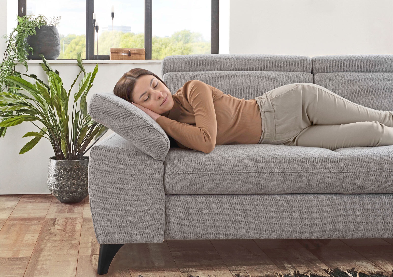Ecksofa Tonga Stoffbezug Silber