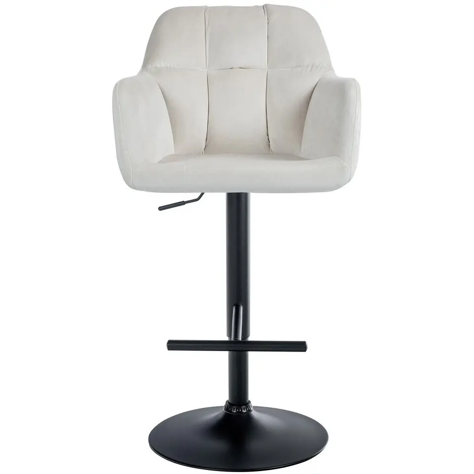 CLP Barkruk Natoma zwart Frame - Fluweel - creme