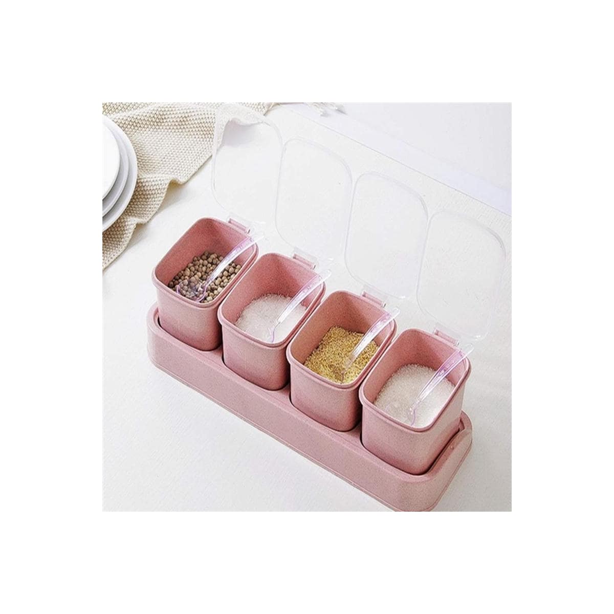 Krydderglass/Oppbevaringsglass 4 stk, Beige