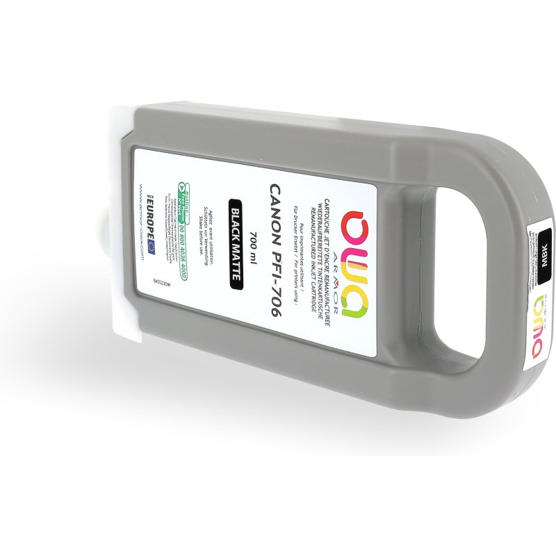 Cartouche d'encre traceur remanufacturée OWA - standard - Noir Mat - pour CANON PFI-706 MBK