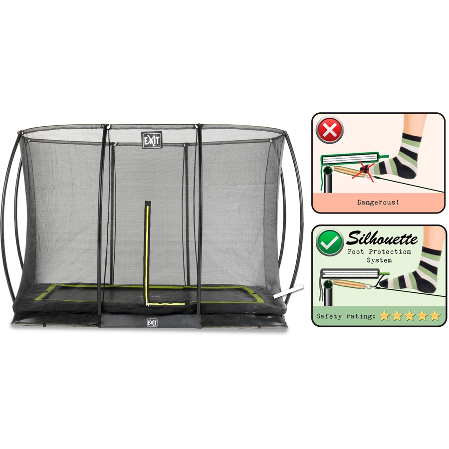 EXIT Bodentrampolin Silhouette 214 x 305 cm mit Sicherheitsnetz, schwarz