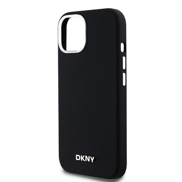 iPhone 15 MagSafe Silikon Hülle Case Metal Logo (DKHMP15SSMCHLK) - Schwarz