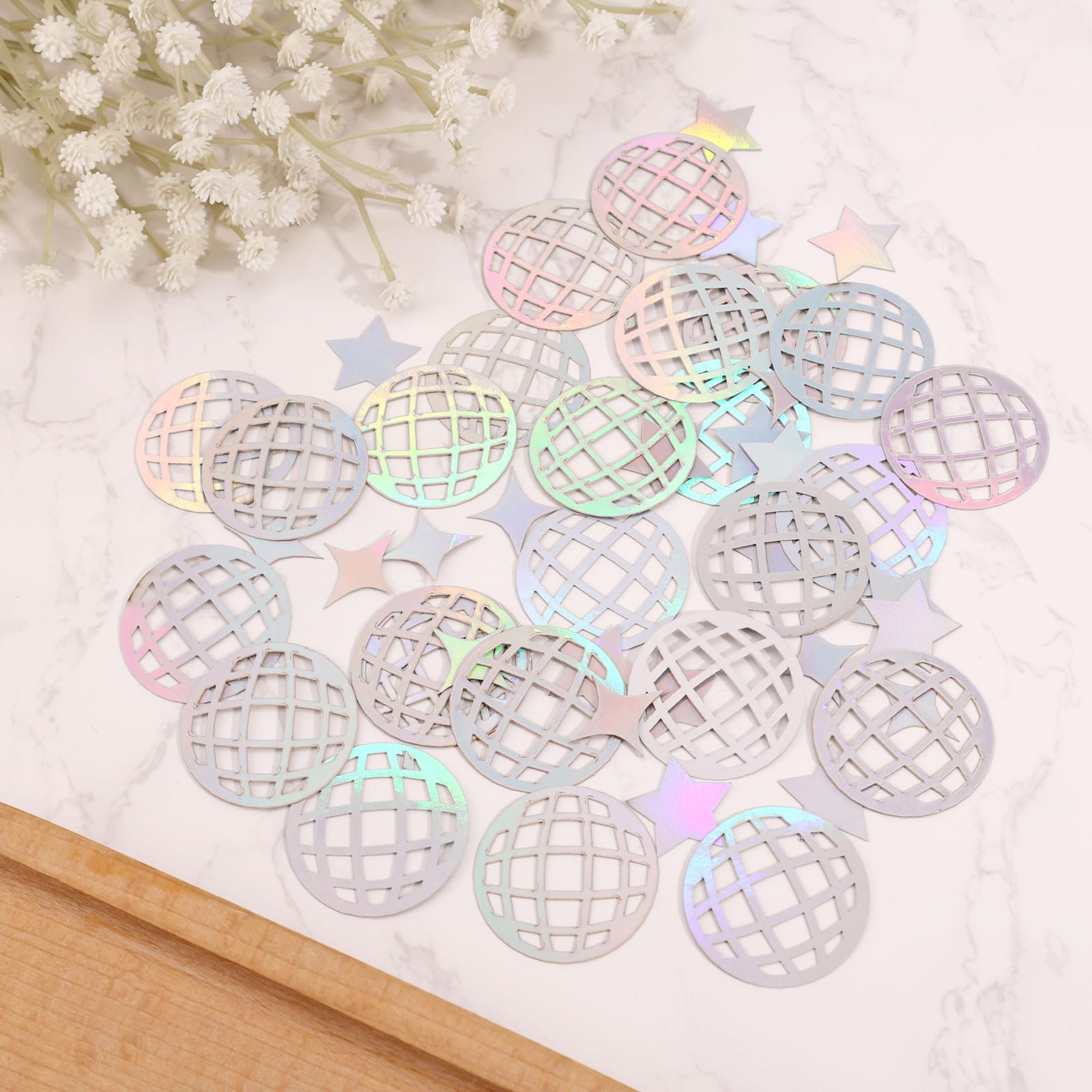 (18g) Discokugel Konfetti Party Dekoration Holographische Sterne Streukonfetti Tischdekoration - Silber