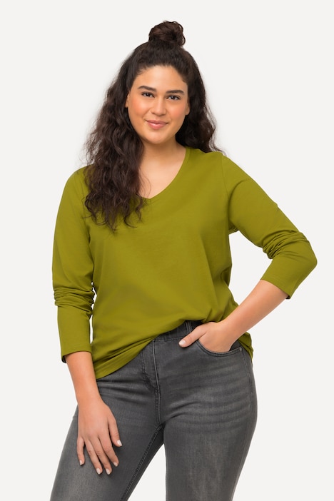 Shirt, Slim, V-Ausschnitt, Langarm