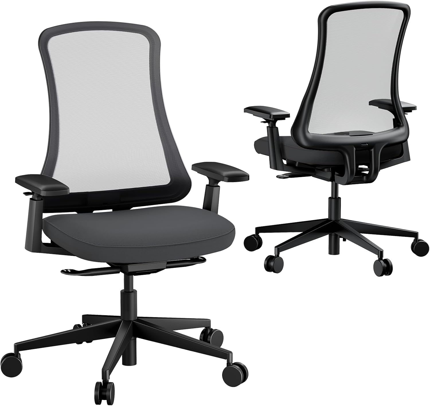 ProtoArc Flexer Ergonomischer Bürostuhl – Schreibtischstuhl mit Sitztiefenverstellung, konturiertem Sitzkissen und atmungsaktiver Netzlehne für Home Office und Büro, einfache Montage, Schwarz