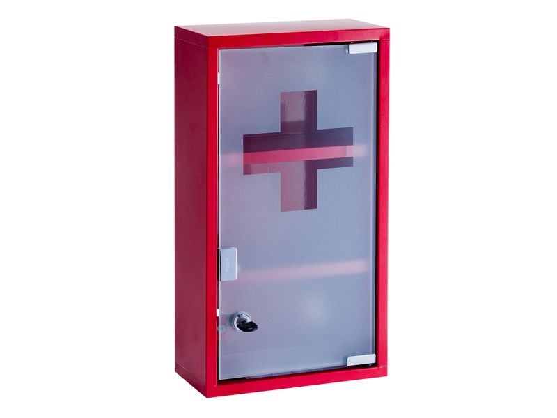 Zeller Present Erste Hilfe Schrank 25 x 12 x 45 cm, Rot Medizinschrank