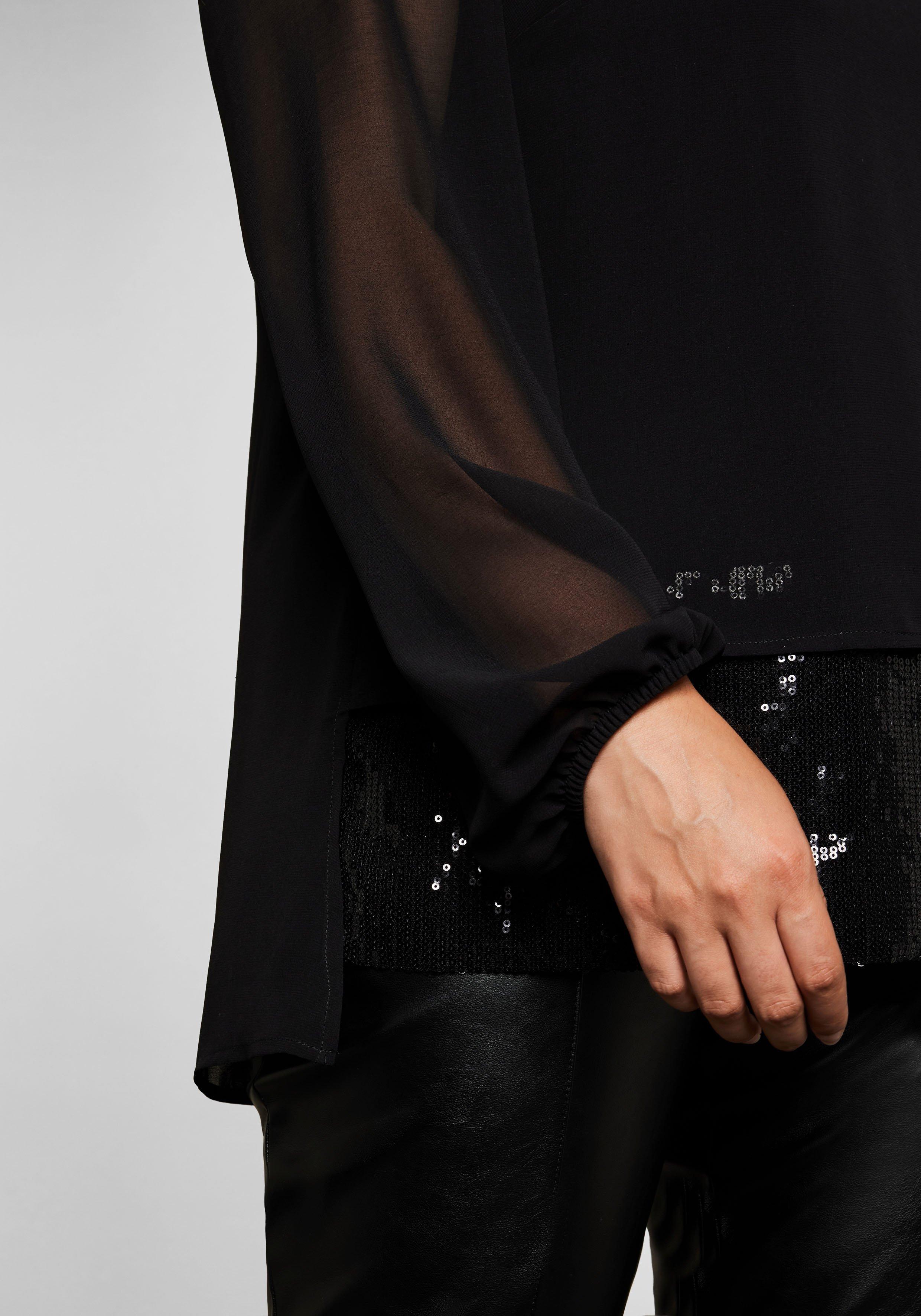 Tunika 2-in-1 Optik, mit Pailletten am Saum, aus Chiffon