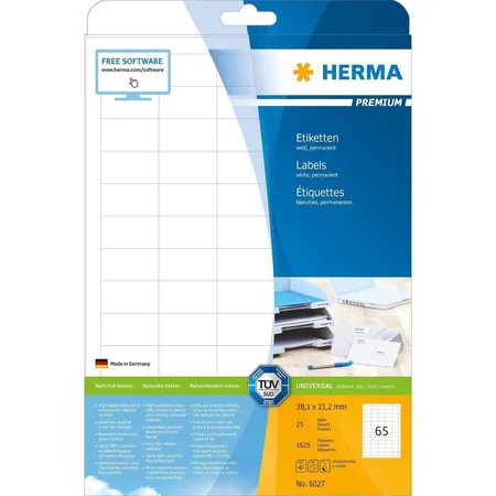 HERMA Etiketten Premium weiß, 38,1x21,2, 1625 Stück