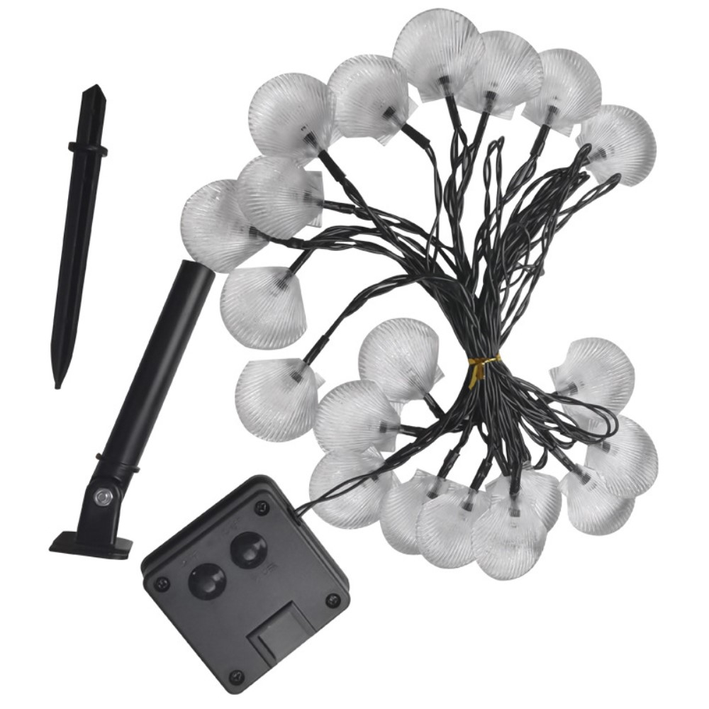 (5m) 20 LED's Deko Solar Lichterkette Muscheln Outdoor Beleuchtung IP65 - Warmweiss