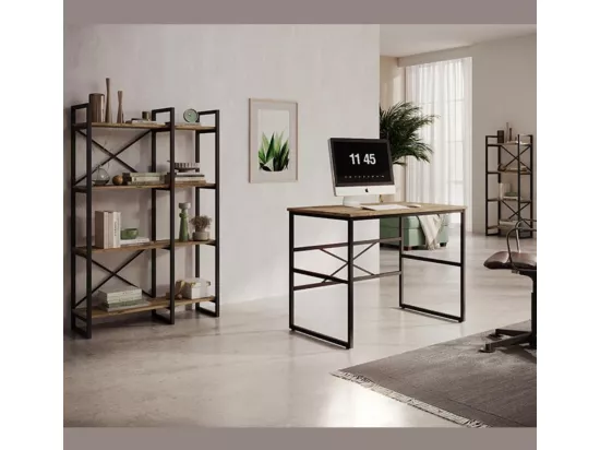 Etagère en Pin Atlantique et Acier avec 87,5x30x138cm Factory E