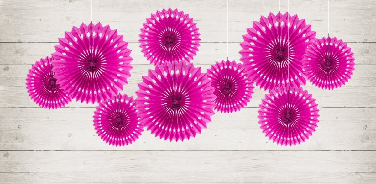 Fuchsia Papieren Waaiers 20cm 3st