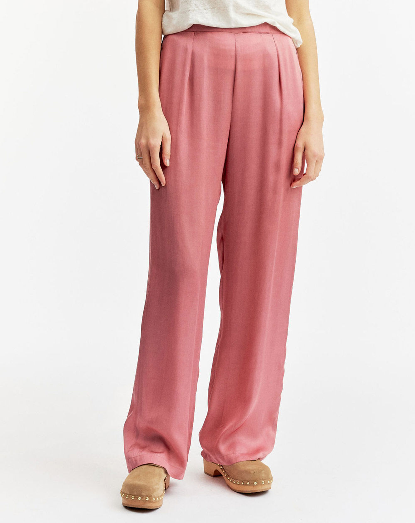 Lauren Vidal Pantalon satiné Soon rose