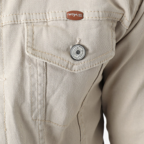 Veste Jean Super Skinny Fit Col Mouton 7001 Beige Clair