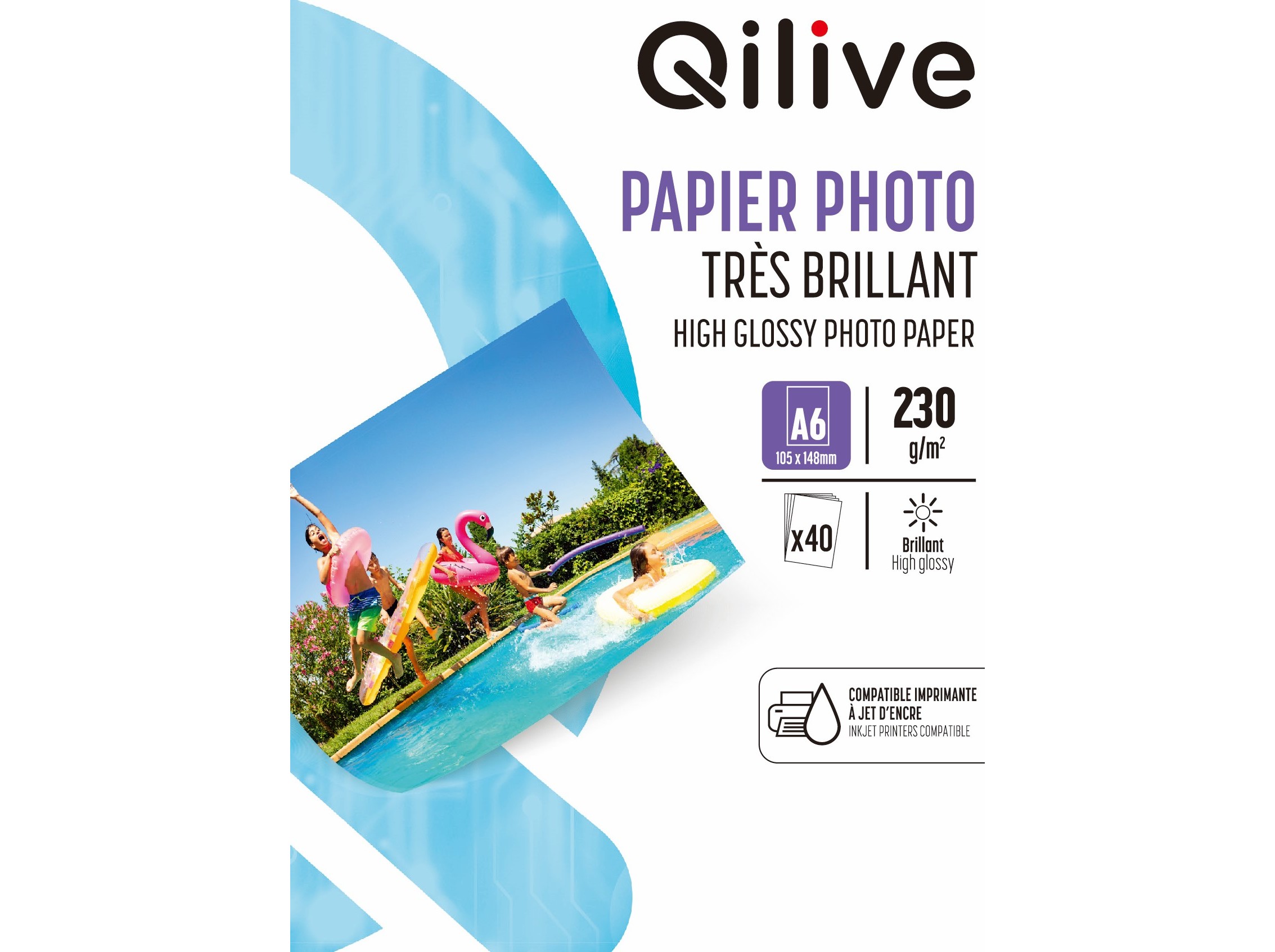 PAPEL FOTO QILIVE 34984 HI-GLOSS A6 10X15MM-40F