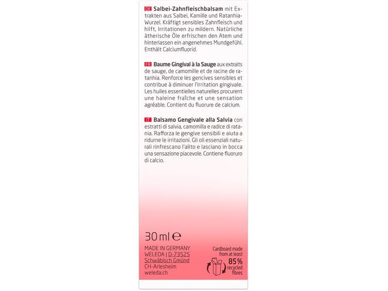 WELEDA Zahnfleischbalsam Salbei 30 ml Natürliche Zahnpasta kräftigt empfindliches Zahnfleisch