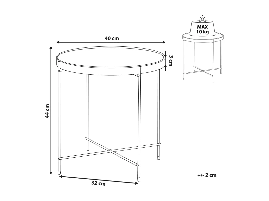 Table appoint marron et dorée ronde ⌀ 40 cm LUCEA