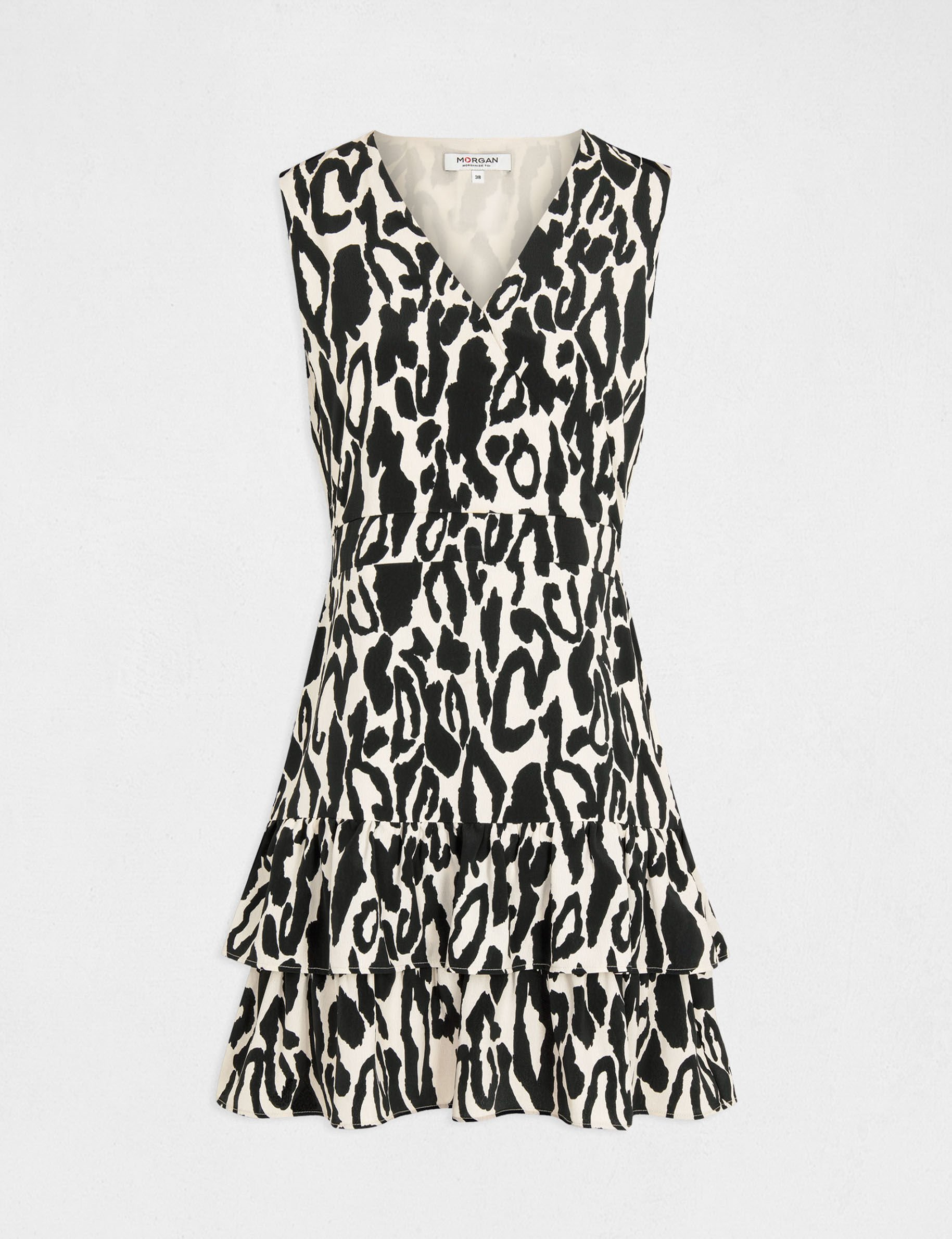 Robe cintrée à volants imprimé animalier multico femme - multico