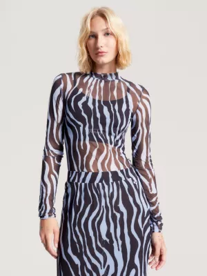 Top de malha com estampa de zebra SIim Fit