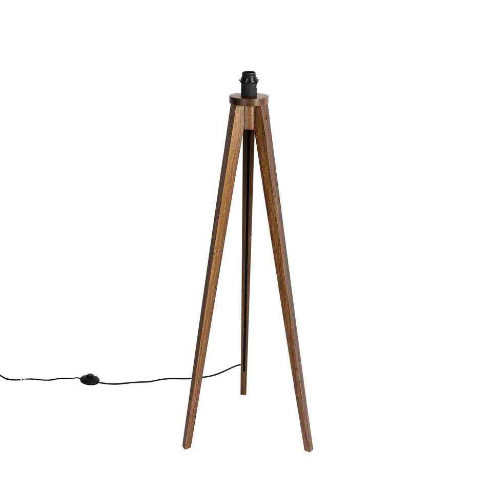 Qazqa vloerlampen tripod_classic bruin e27
