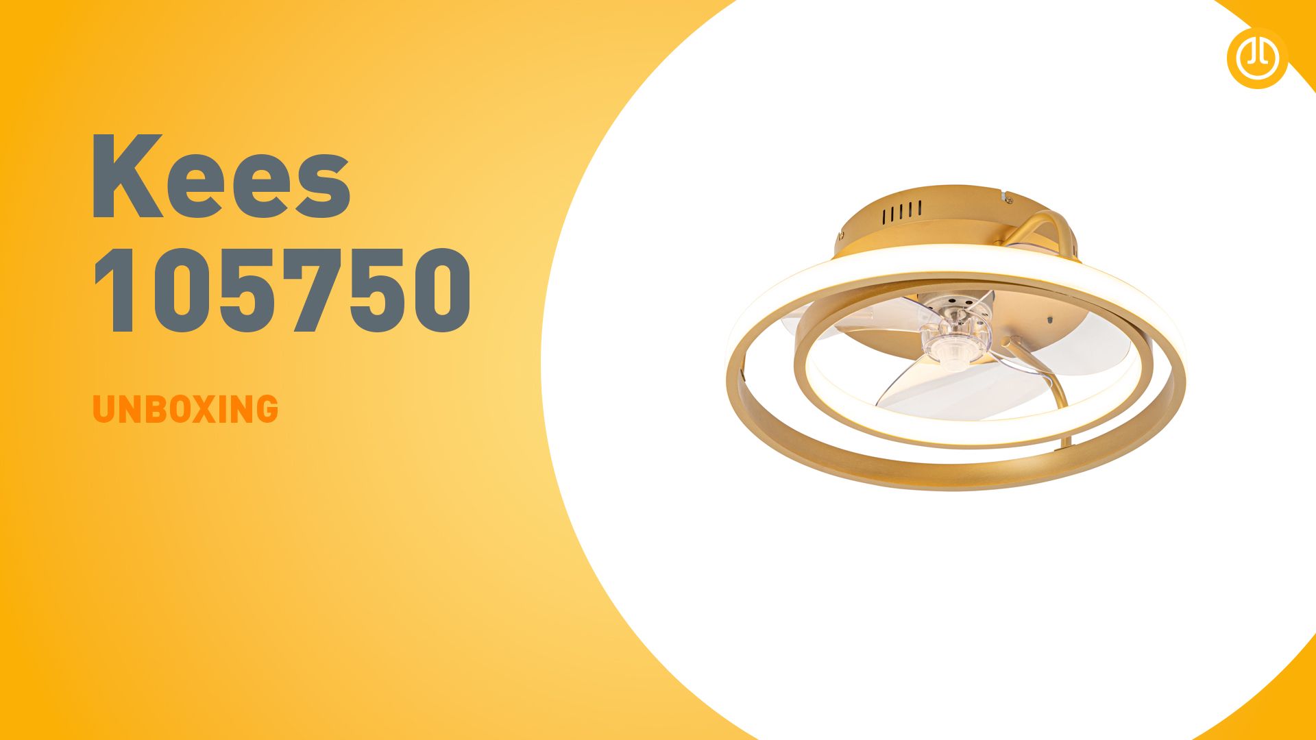 Plafondventilator goud 46.5cm incl. LED met afstandsbediening - Kees