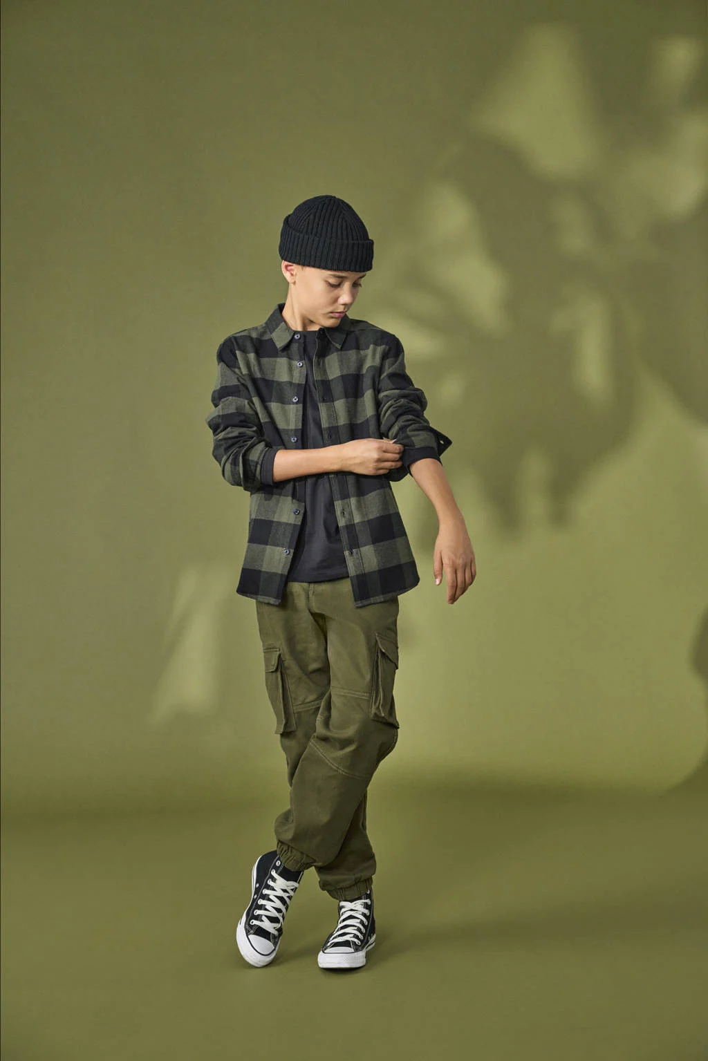 ONLY & SONS JUNIOR overhemd donkergroen