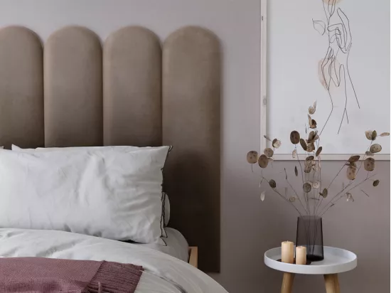 Panneaux muraux tête de lit - 210 cm - Velours - Beige - JAPI de Pascal Morabito
