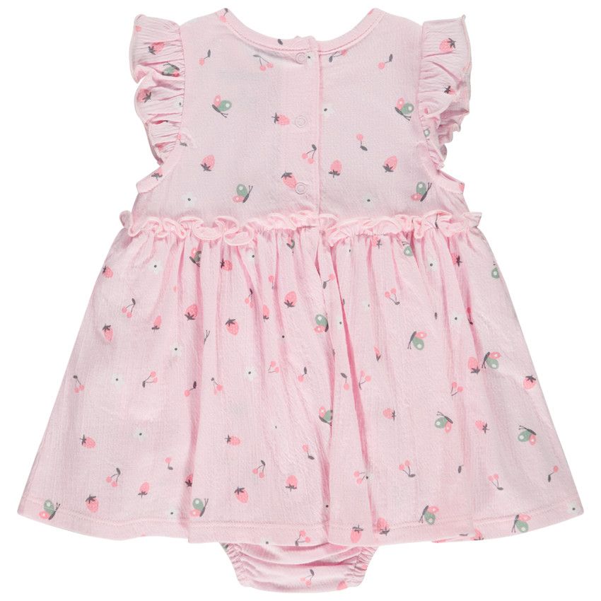 Robe body en jersey froissé imprimé pour bébé fille - Rose