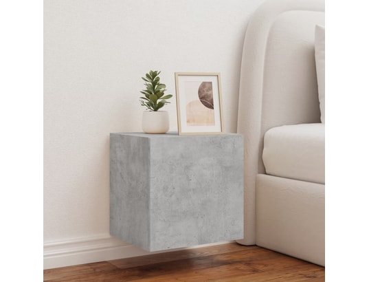 VIDAXL - Elément suspendu Meuble tv mural avec lumières led gris béton 40,5x35x40 cm