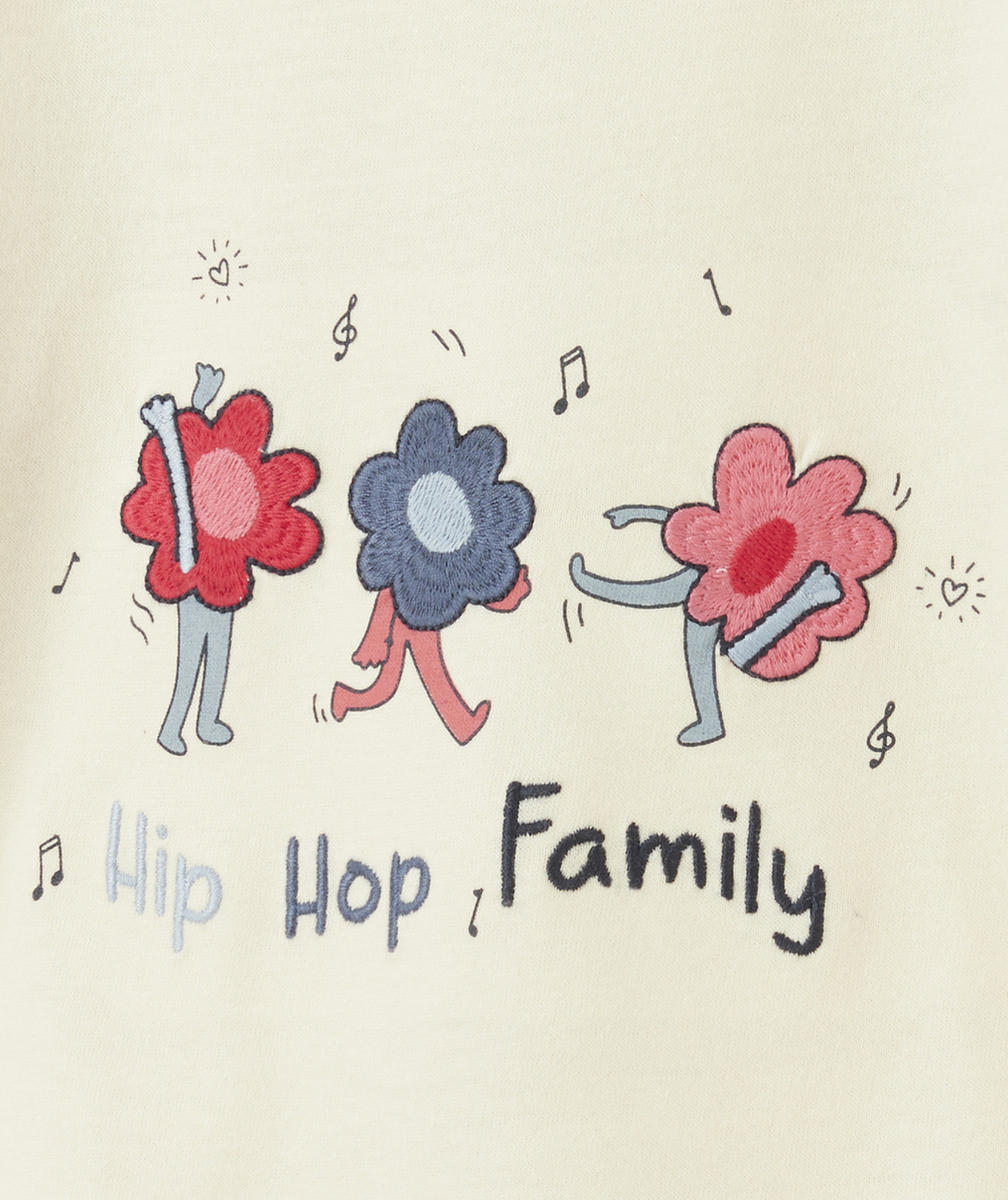 T-SHIRT MANCHES LONGUES BÉBÉ FILLE EN COTON BIOLOGIQUE ÉCRU AVEC DÉTAILS BRODÉS