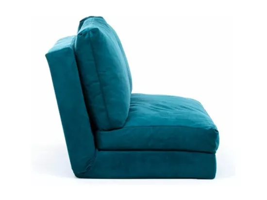 Fauteuil convertible multipositions velours Talya-Couleur Bleu canard-2 places