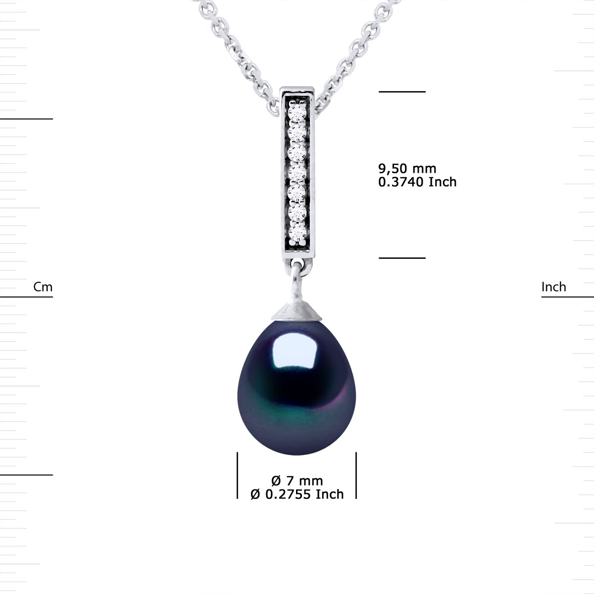 Collier Rang de Perles d'Eau Douce Noires 5-6 mm Fermoir Argent 925