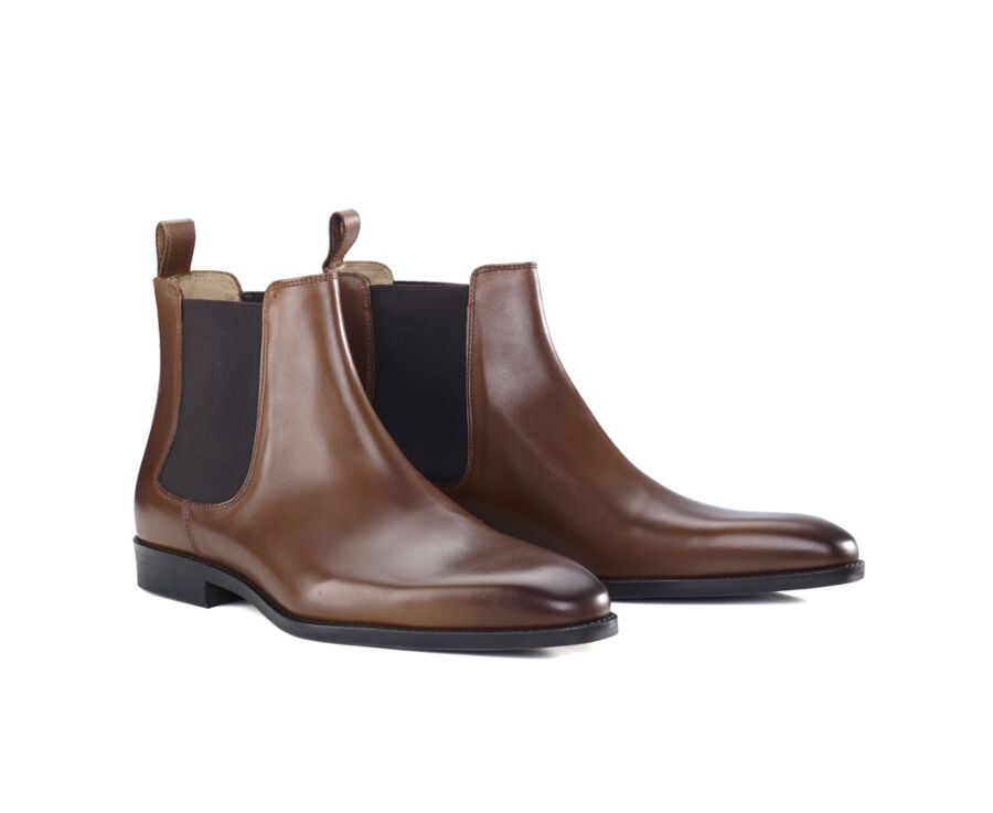 Boots cuir homme Châtaigne Patiné - BERGAME GOMME VILLE