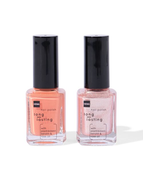 set de vernis à ongles longue durée orange pailleté 2 pièces