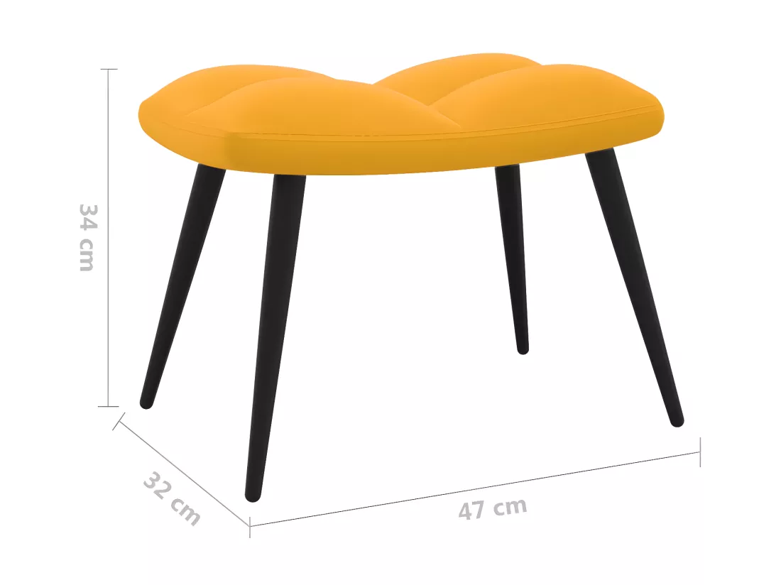 Chaise de relaxation avec repose-pied Jaune moutarde Velours