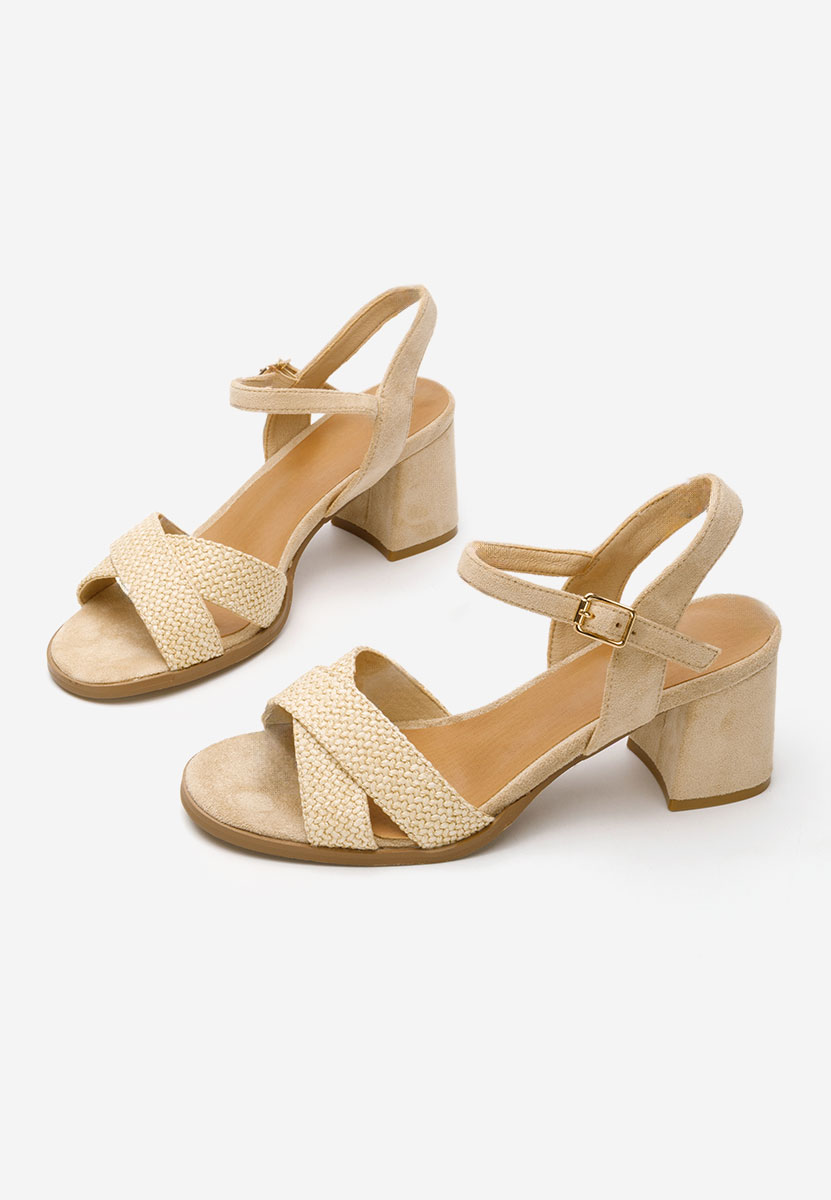 Sandales à talon épais beige Sakara