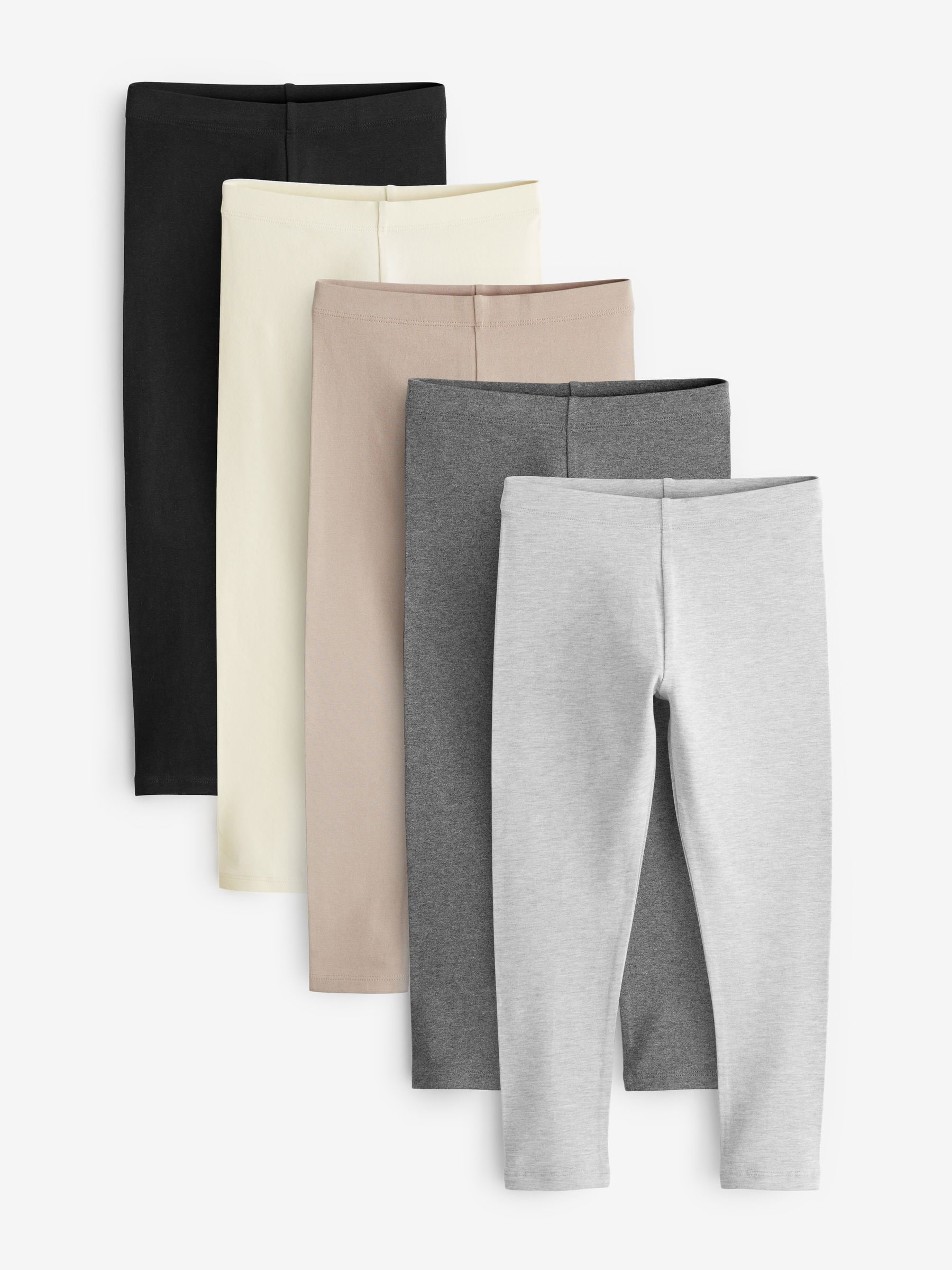 Zwart/grijs/naturel - Verpakking van 5 leggings (3-16 jr)